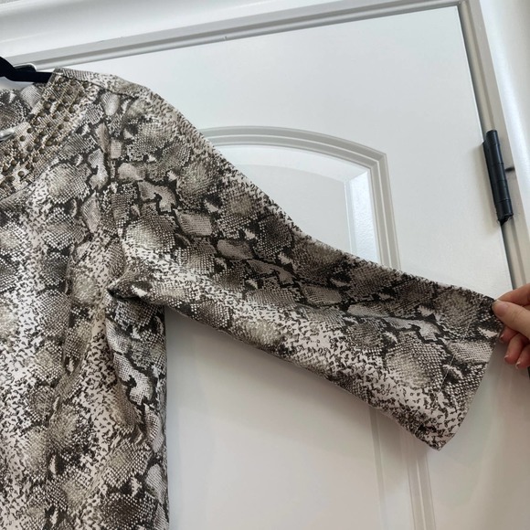 Additions by Chico's Sz. 3 (16) Studded Snake Reptile Print Hook Closure Jacket - Picture 4 of 6